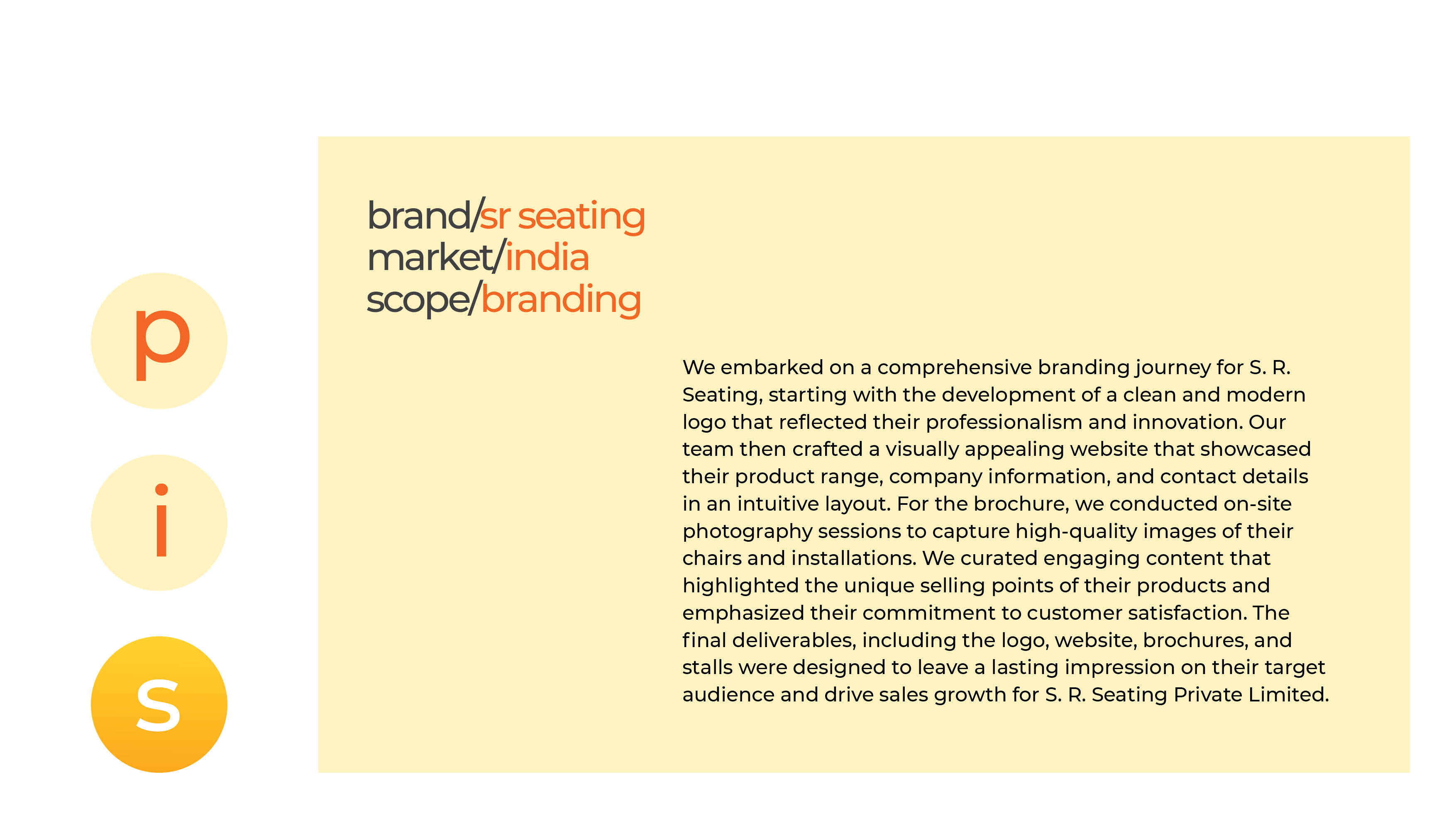 SR Seating - branding